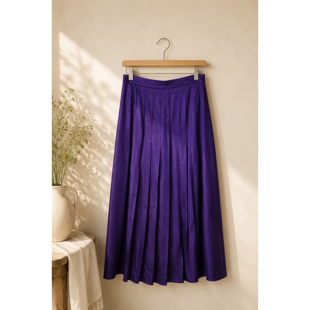 Vtg Jones New York Silk Skirt Purple Jewel Long Skirt Size 8 British Hong Kong